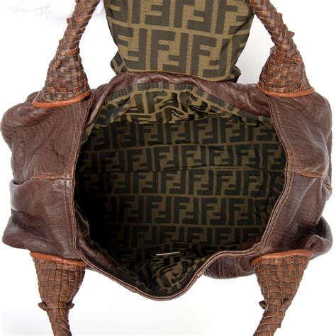 fendi brown leather spy bag